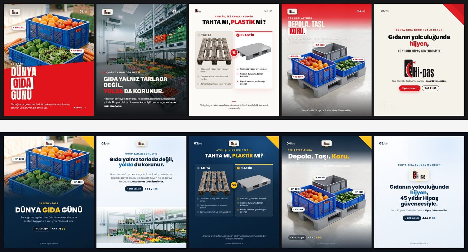HİPAŞ social media designs developed in two visual directions